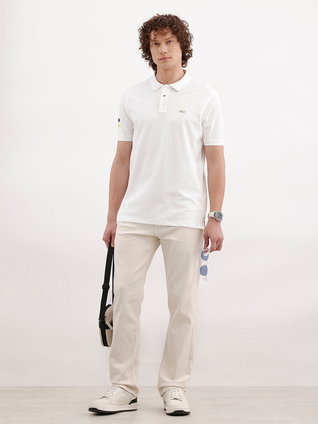 Solid Slim Fit Polo T-Shirt | White