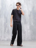 Textured Men's Casual Polo T-Shirt | Black