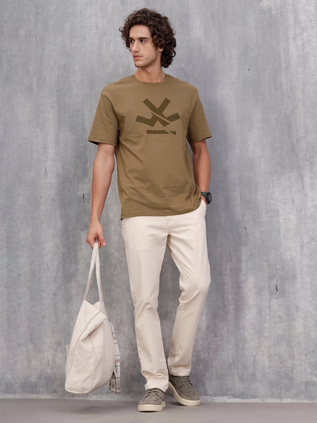 Slim Fit Cotton Stretch Clean Look Trouser | Cream
