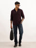 Solid Regular Fit Full Sleeve Shirt | Wine | WWSH9192F