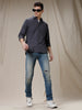 Solid Cotton Blend Grey Shirt