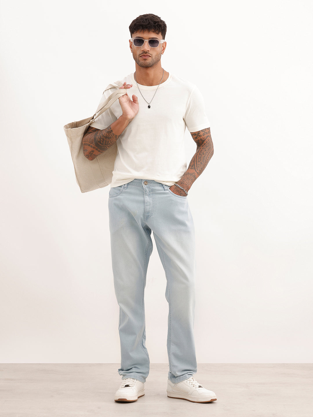 Heavy Fade Slim Fit Denim Jeans | Light Blue | WUJN2654F