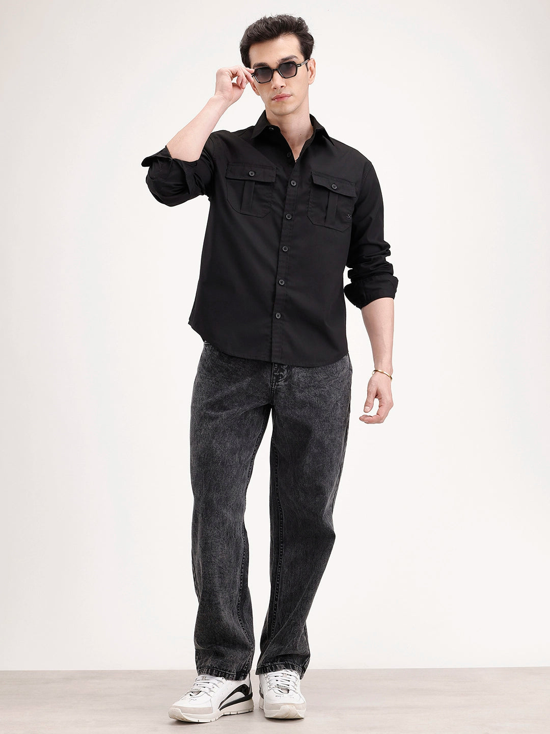 Comfort Fit Double Pocket Shirt | Black