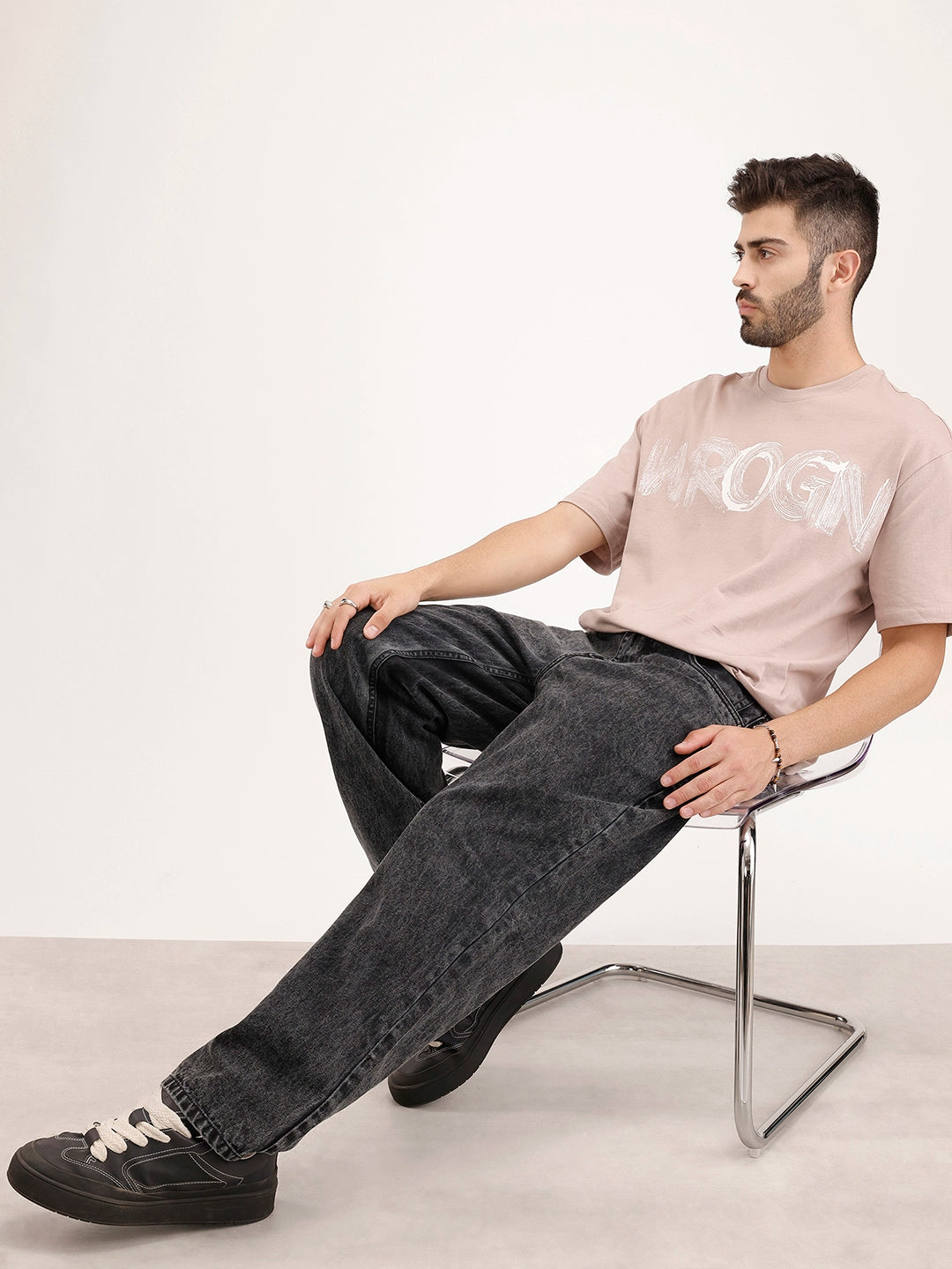 Loose Fit Washed Denim Jeans | Grey