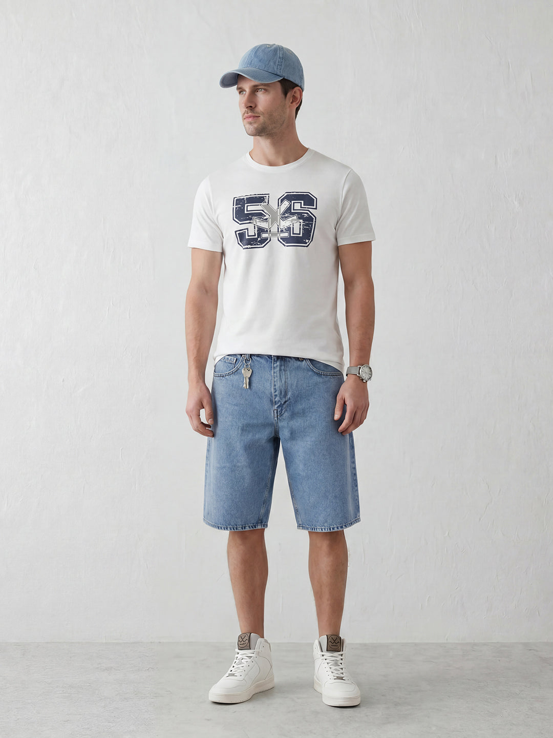 Vintage Varsity Style Graphic Tee | Off White