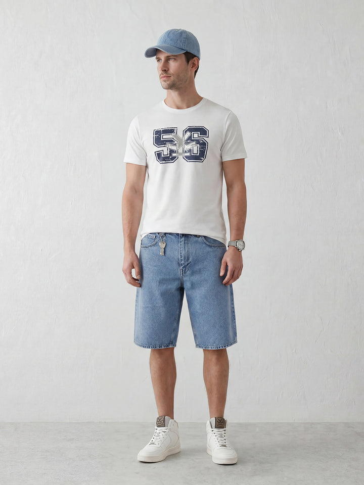 Vintage Varsity Style Graphic Tee | Off White