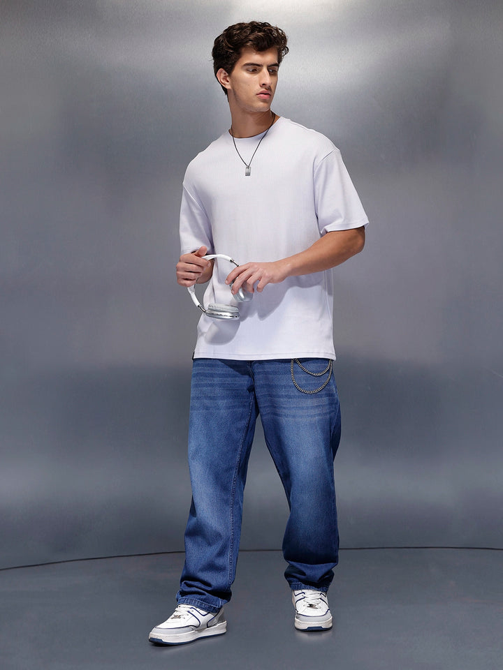 Solid Textured Regular T-Shirt   |  Lavender