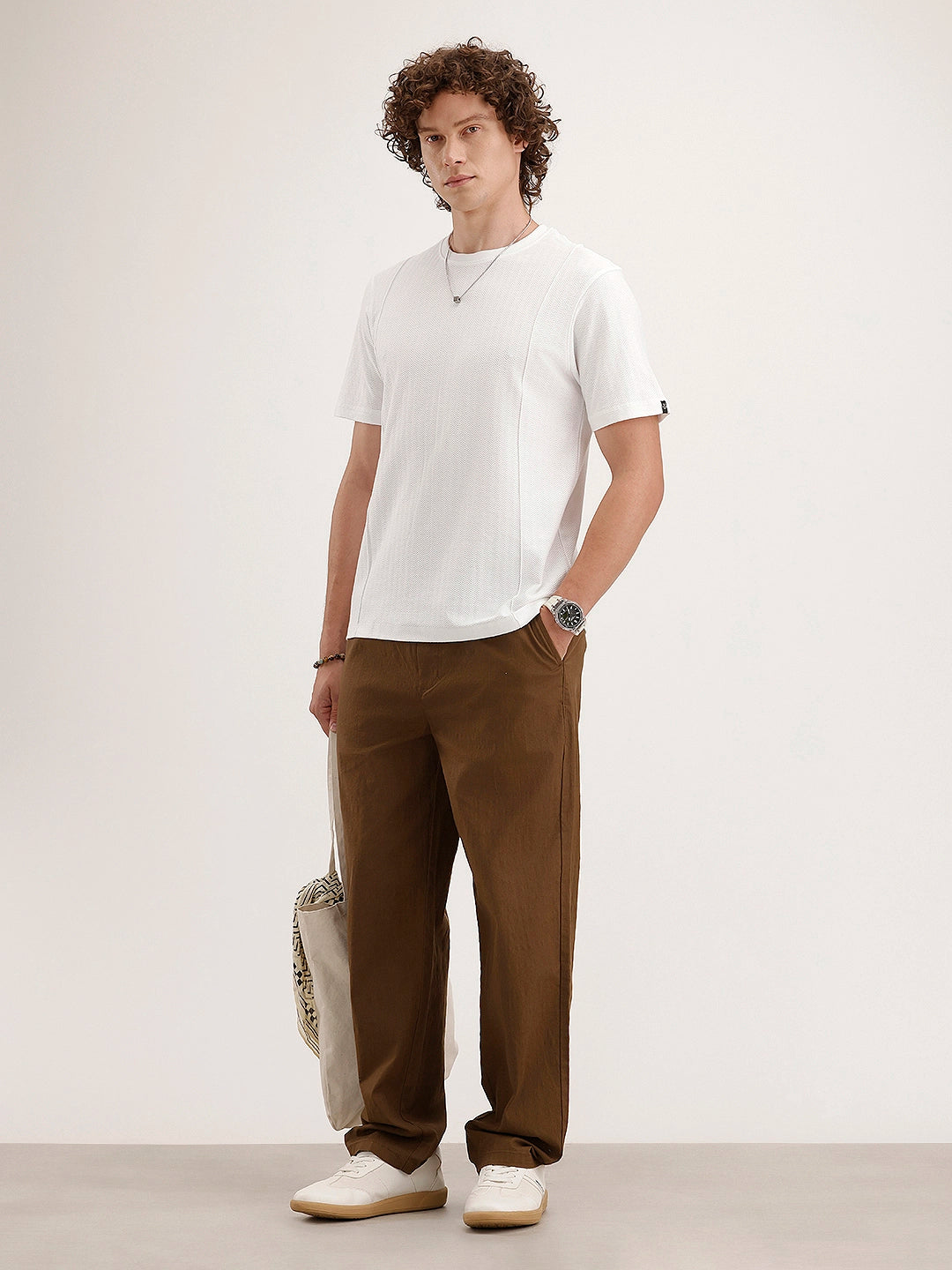 Textured Comfort Fit T-Shirt | White