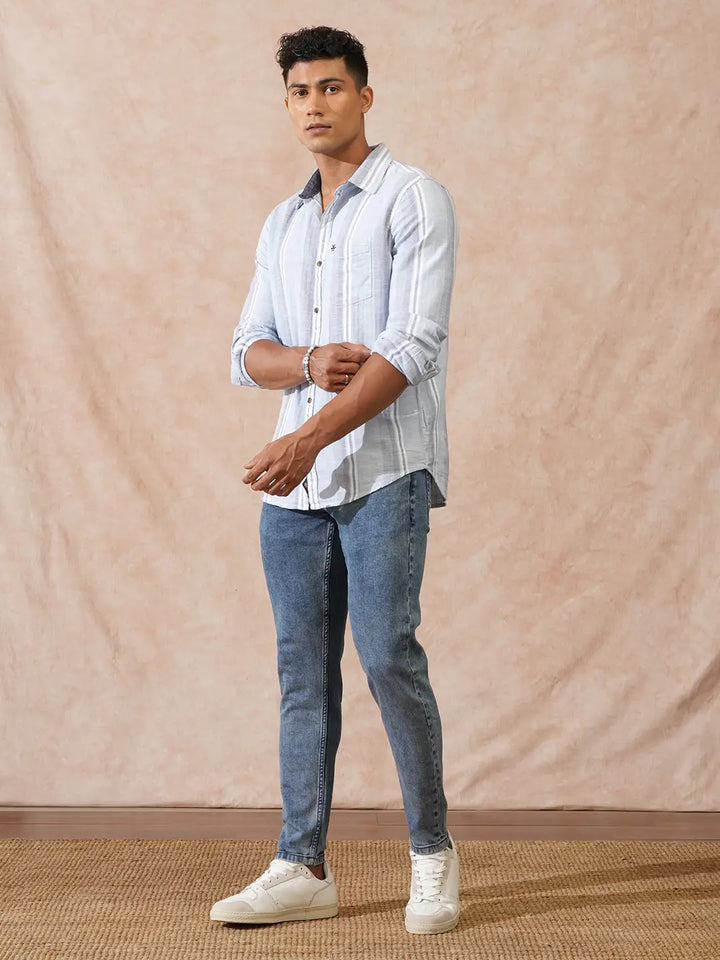 Heavy Fade Skinny Crop Jeans | Light Blue