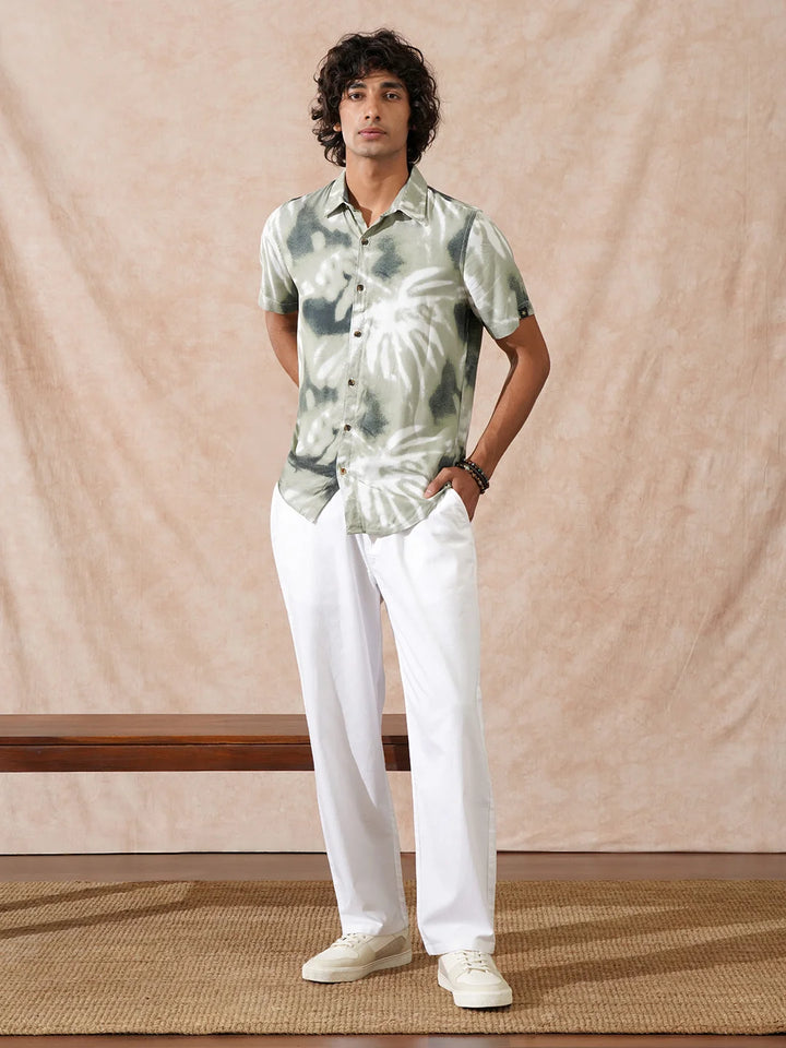 Fluid Viscose AOP Shirt | Green