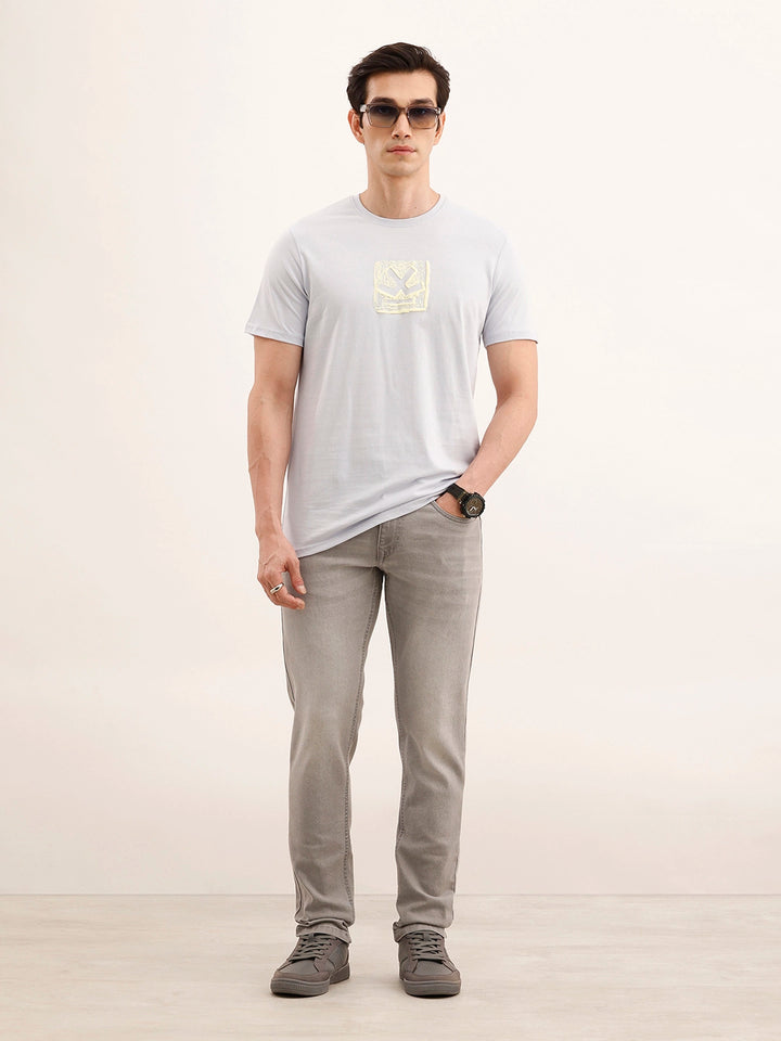 Slim Fit Puffer Printed T-Shirt | Blue