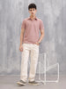 Jacquard Textured Knit Polo In Slim Fit  |  Pink