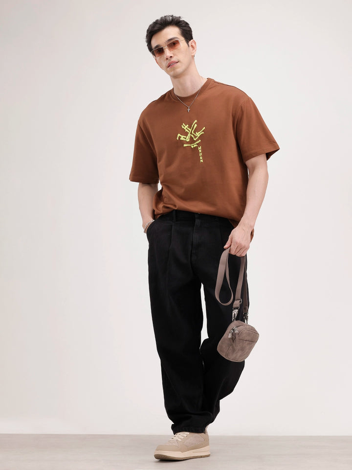 Oversized Back Printed T-Shirt | Brown