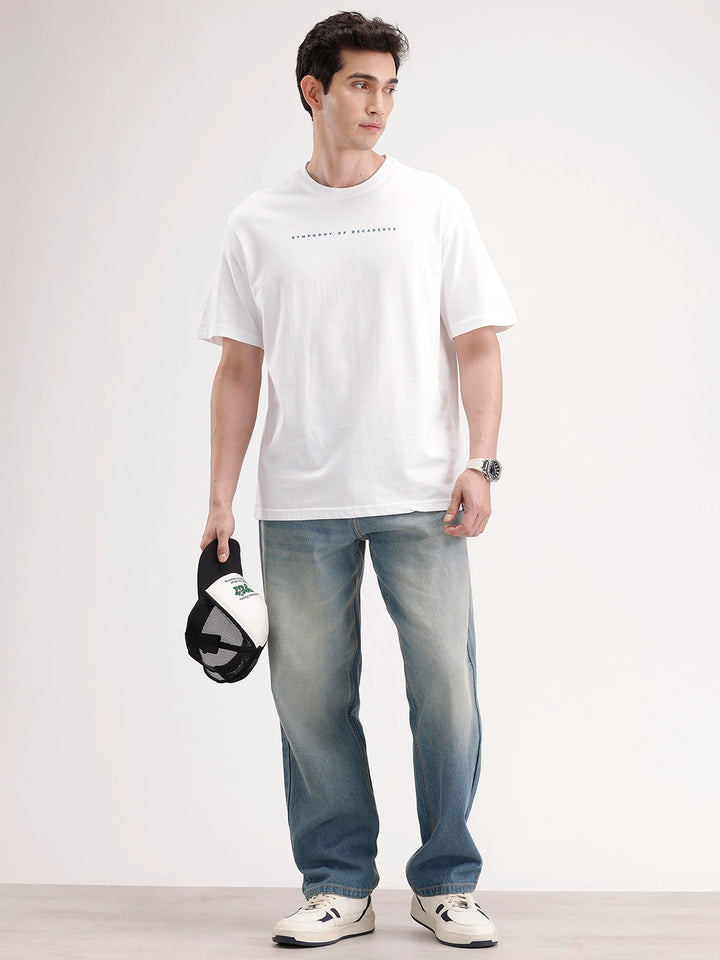 Oversized Back Printed T-shirt | Light Blue