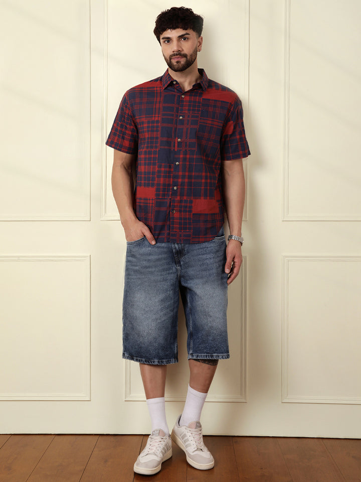 Patchwork Printed AOP Shirt | Red