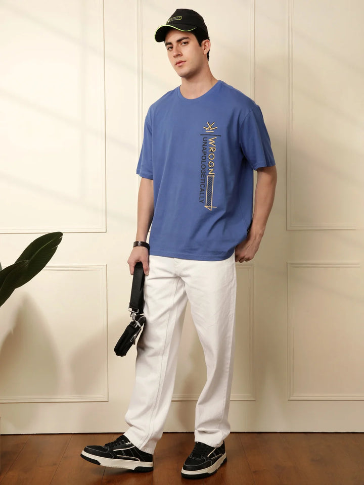 Influential Printed Blue Oversized T-Shirt