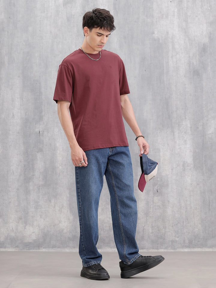 Solid Oversized T-Shirt | Maroon