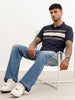 Slim Fit Placement Printed Polo T-Shirt | Navy Blue