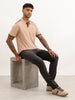 Slim Fit Panel Printed Polo T-Shirt | Light Brown