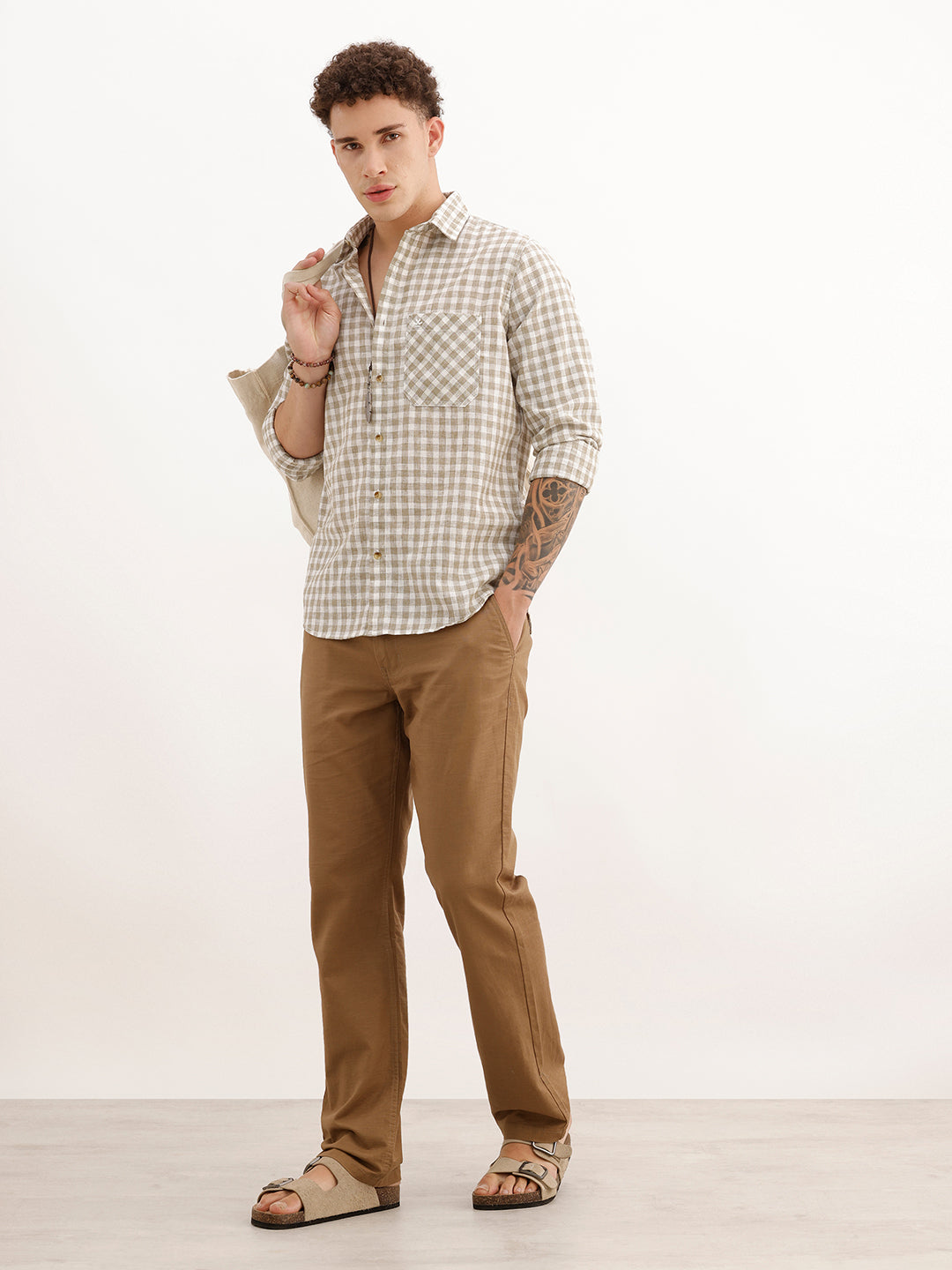 Regular Fit Full Sleeve Checkered Shirt | Grey | WWSH0721MAZ