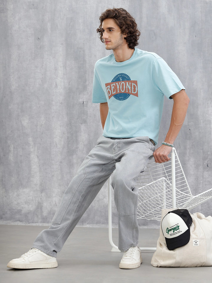 Retro Graphic Printed T-Shirt | Light Blue