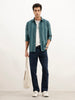 Regular Fit Full Sleeve Striped Shirt | Teal