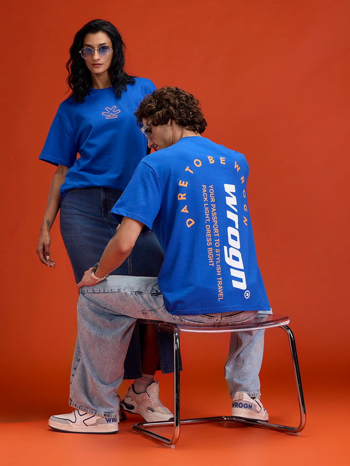 men's casual oversized fit graphic t-shirt | Blue