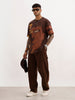 Oversized Placement Printed T-Shirt | Brown