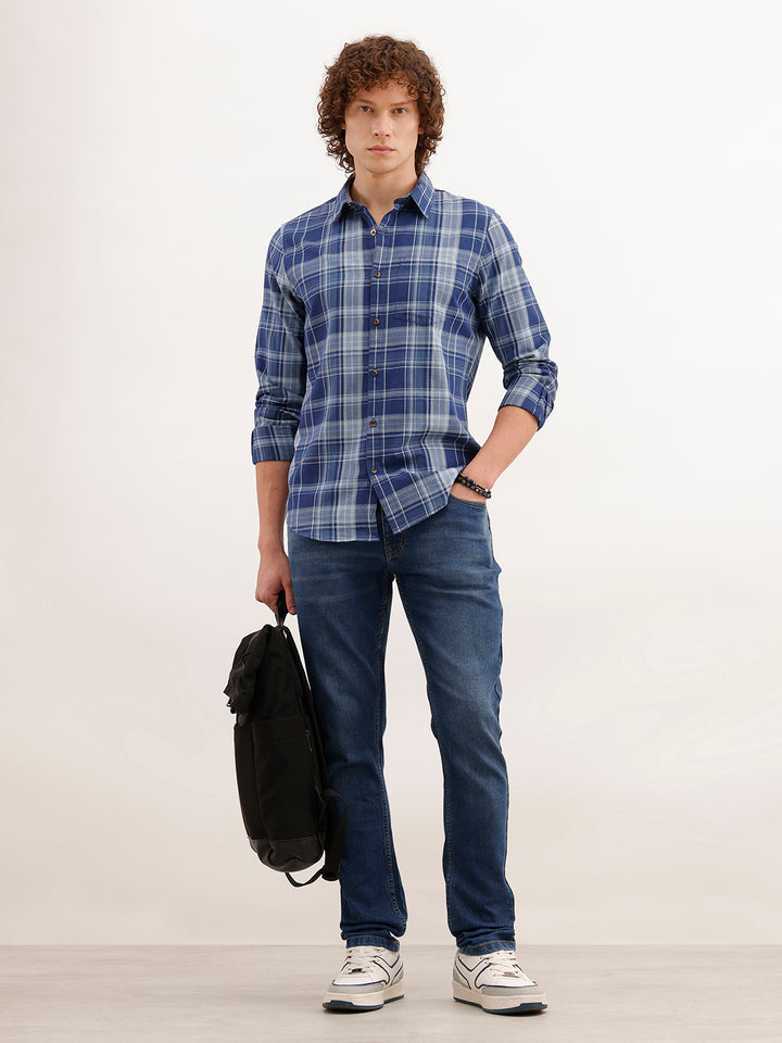 Faded Slim Fit Denim Jeans | Dark Blue