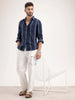 Men's Casual Striped Regular Fit Shirt  | Navy Blue