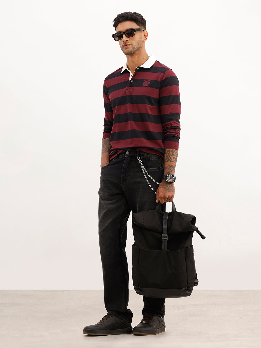 Regular Fit Full Sleeve Polo T-Shirt | Maroon
