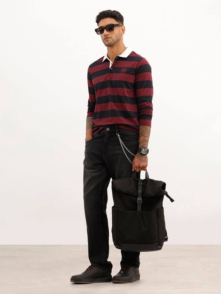 Regular Fit Full Sleeve Polo T-Shirt | Maroon