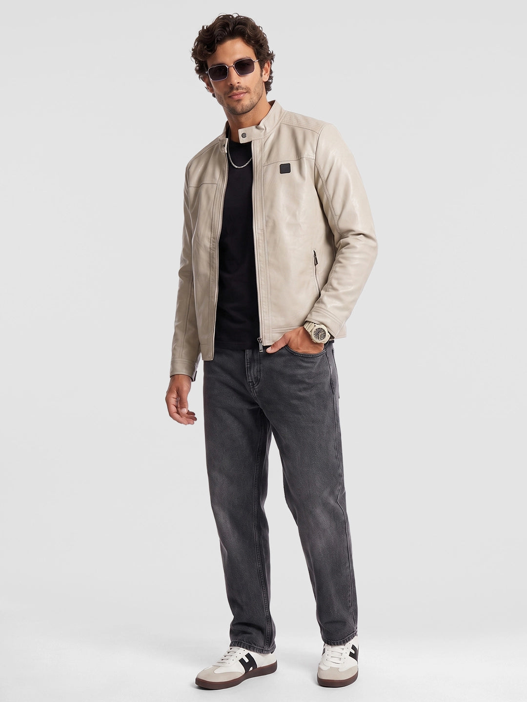 Solid Slim Fit Jacket | Grey | WNJK6277