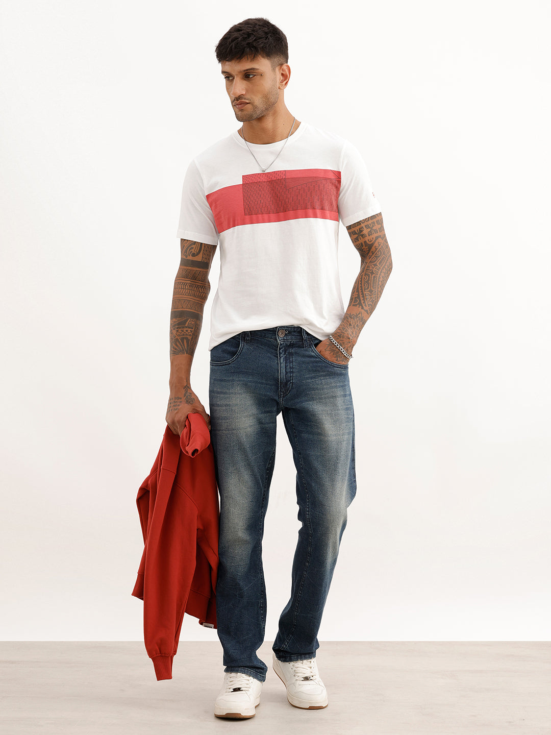 Slim Fit Placement Printed T-Shirt | White