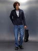 Nylon Regular Fit Classic Biker Jacket | Navy Blue