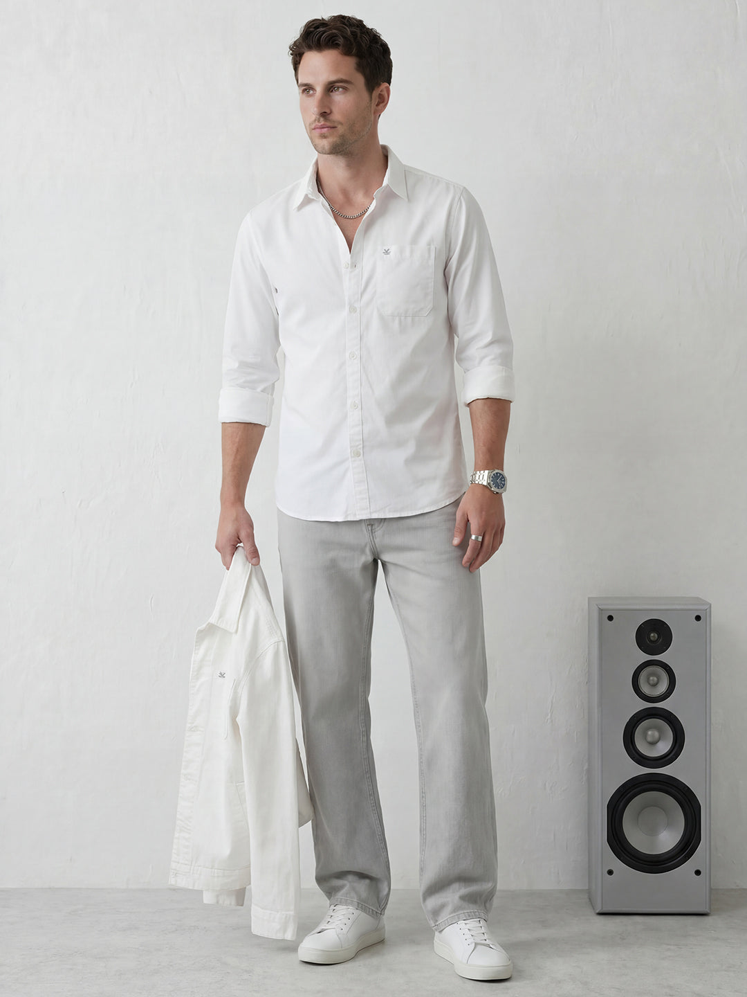 Solid Full Sleeve Shirt | White