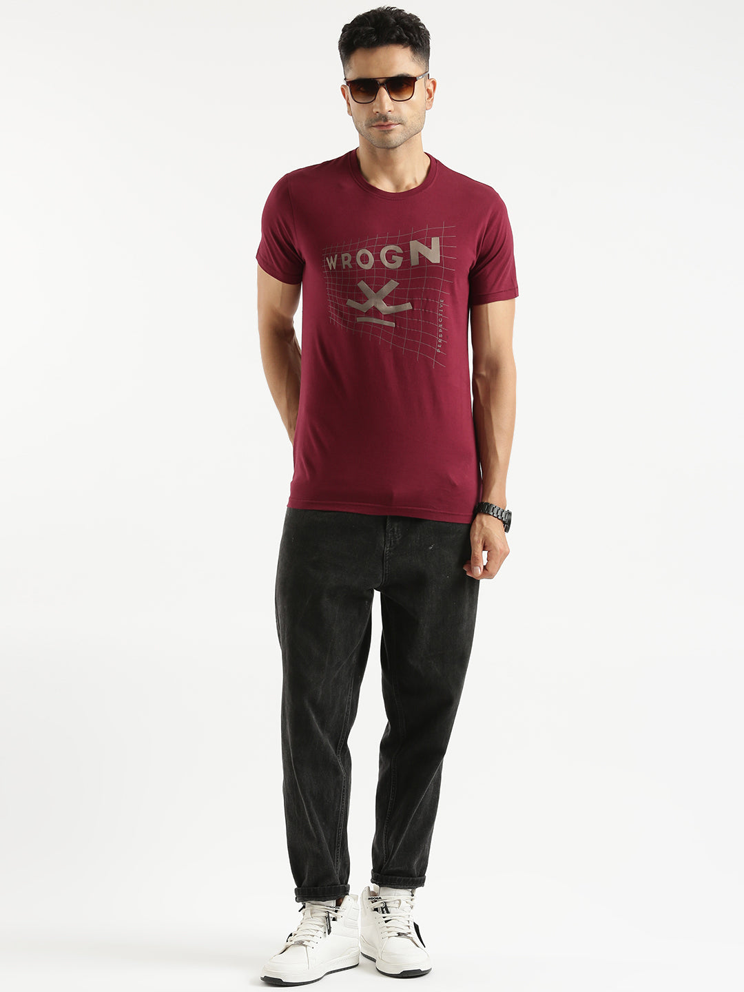 Wrogn Perspective Printed Bold T-shirt