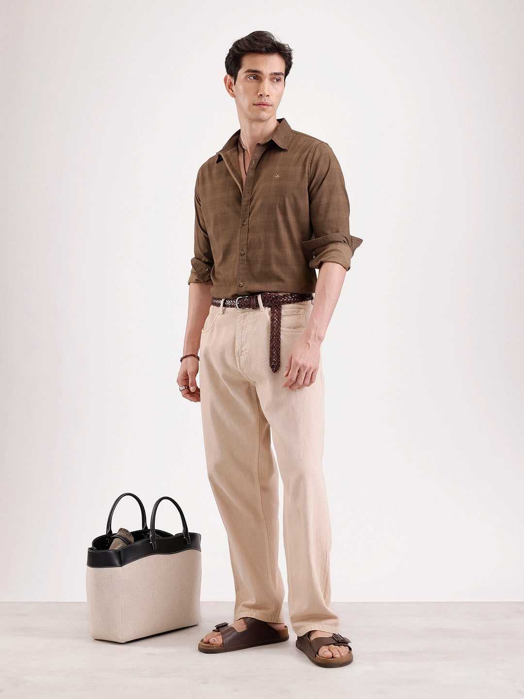 Classic Full Sleeve Checkered Shirt   |  Brown