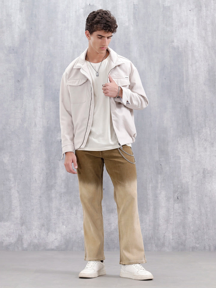 Men's Casual Bootcut Fit Ombre Jeans | Khaki