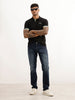 Solid Contrast Sleeve Polo T-Shirt | Black