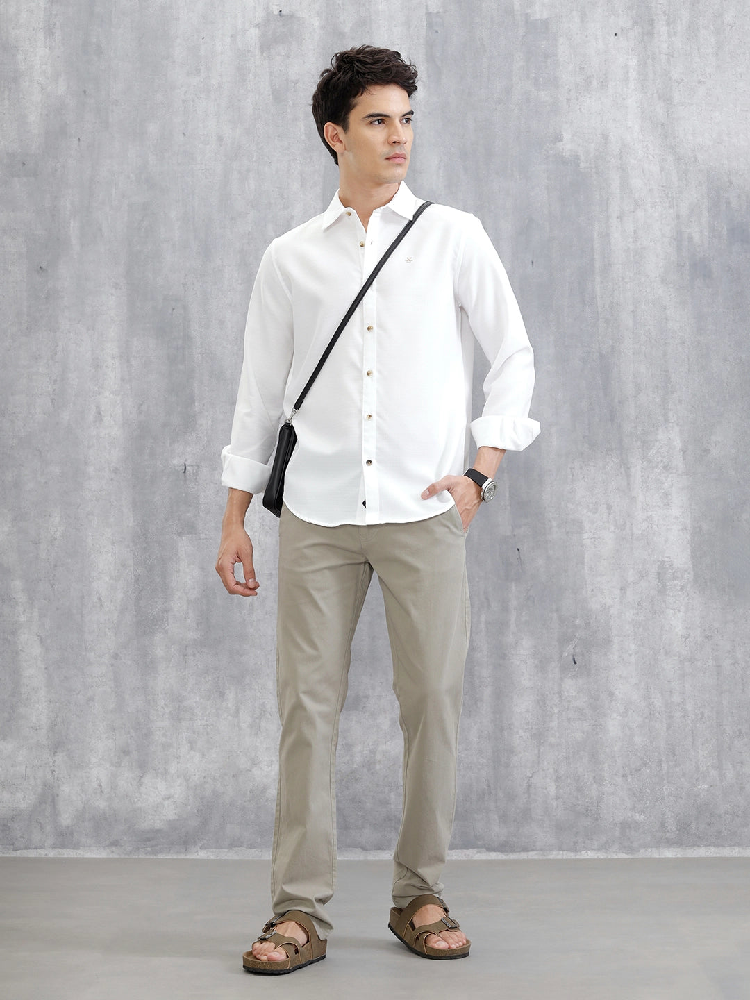 Slim Fit Cotton Clean Look Trouser| Grey