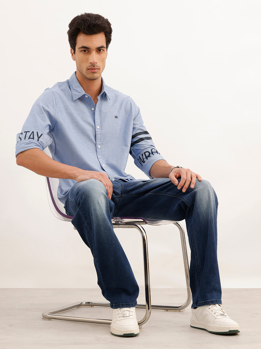 Regular Fit Placement Printed Shirt | Light Blue