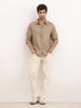 Slim Fit Solid Full Sleeve Shirt | Beige