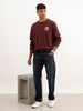 Comfort Fit Foil Printed Sweatshirt | Wine