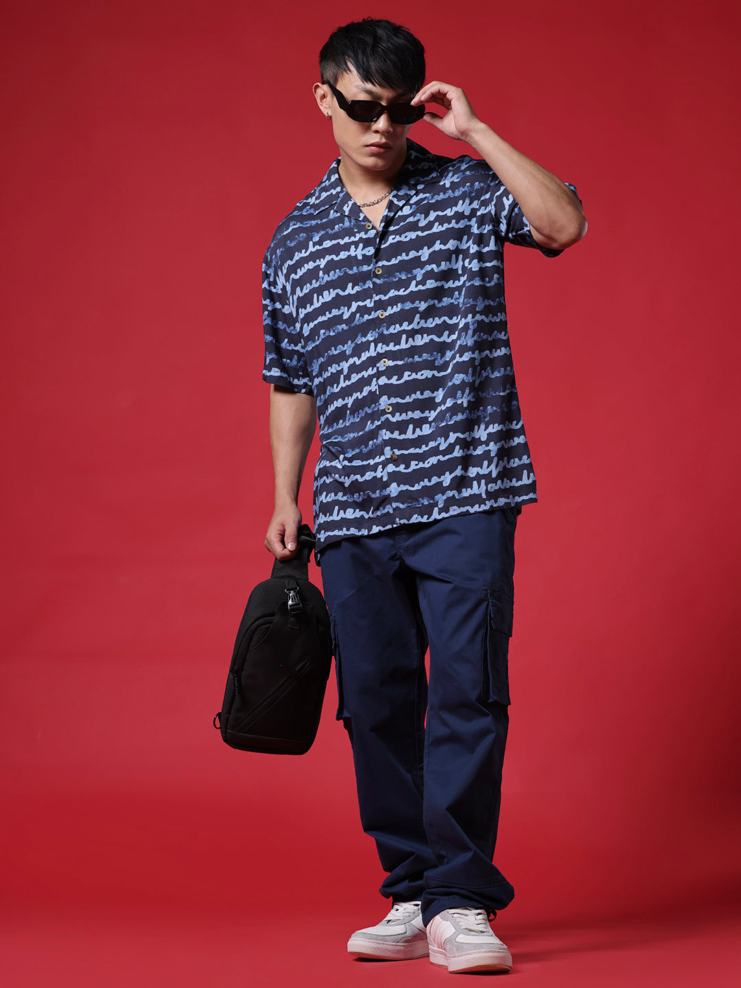 Cursive AOP Navy Shirt