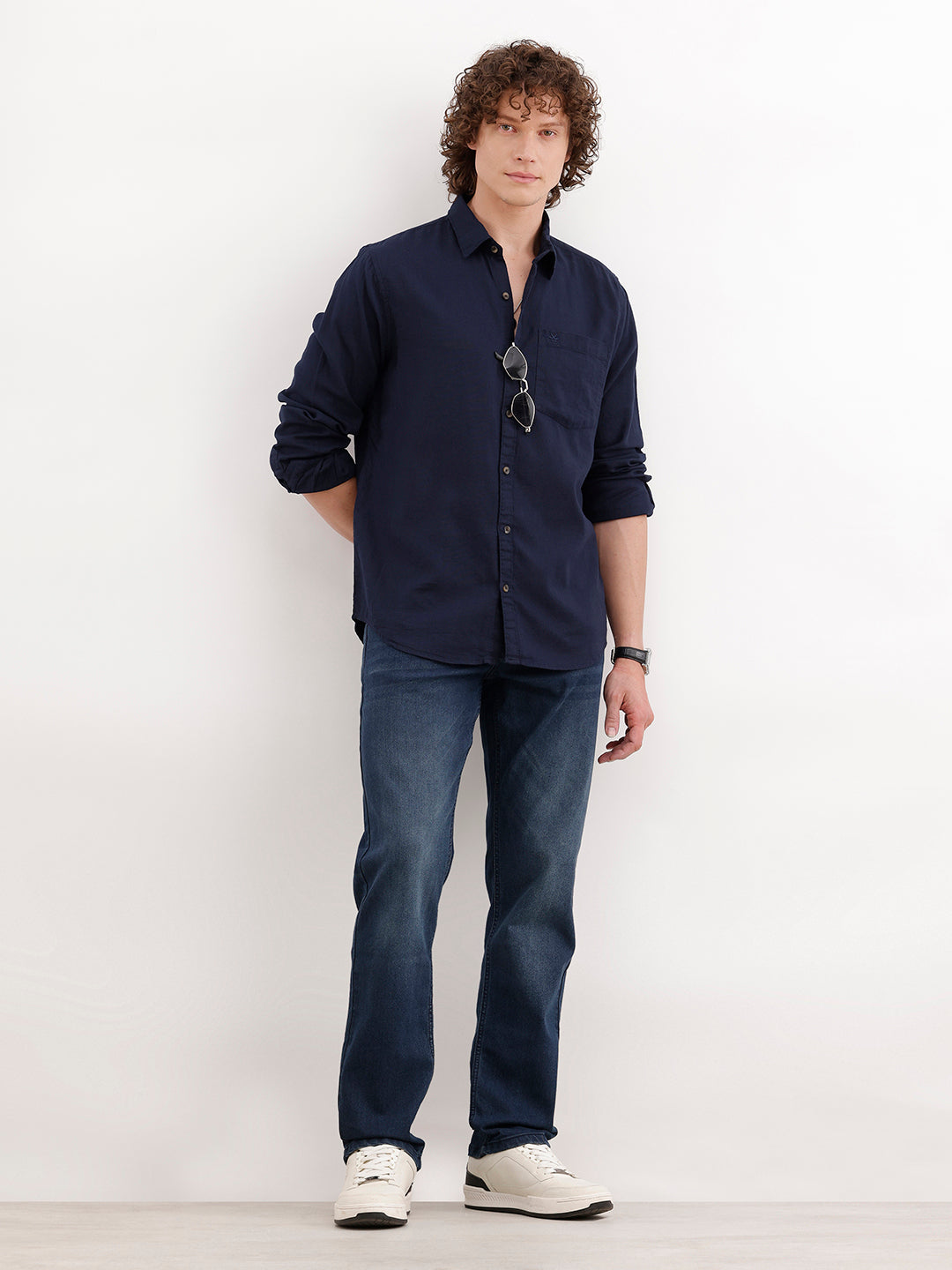 Faded Straight Fit Denim Jeans | Blue
