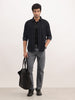 Slim Fit Checkered Corduroy Shirt | Black