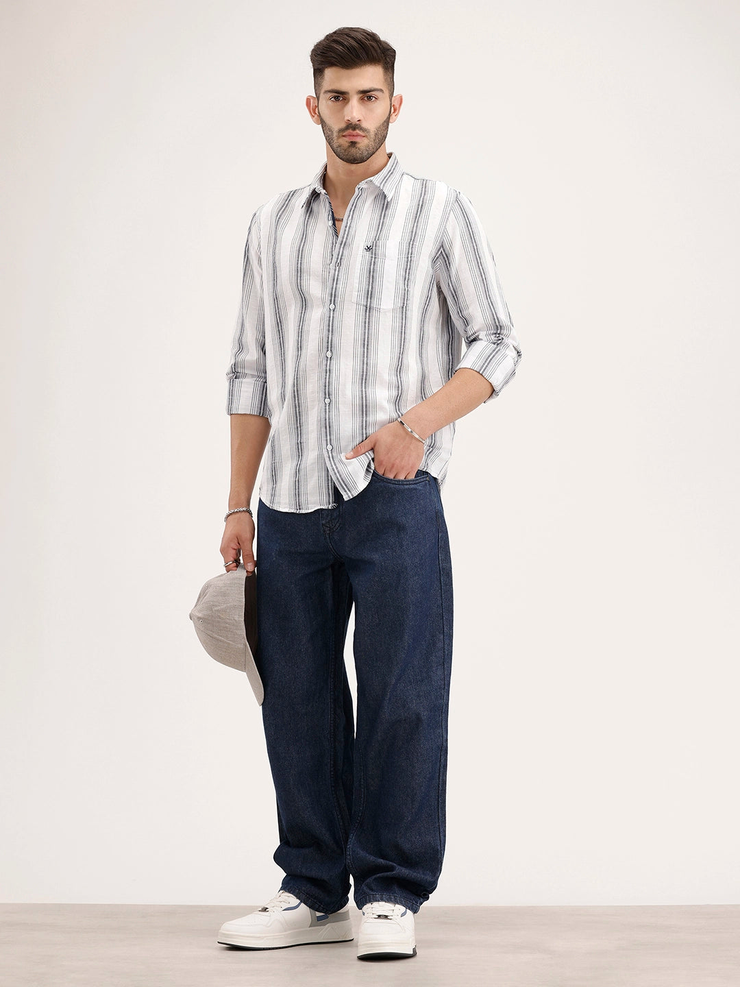Classic Slim Fit Striped Shirt | White