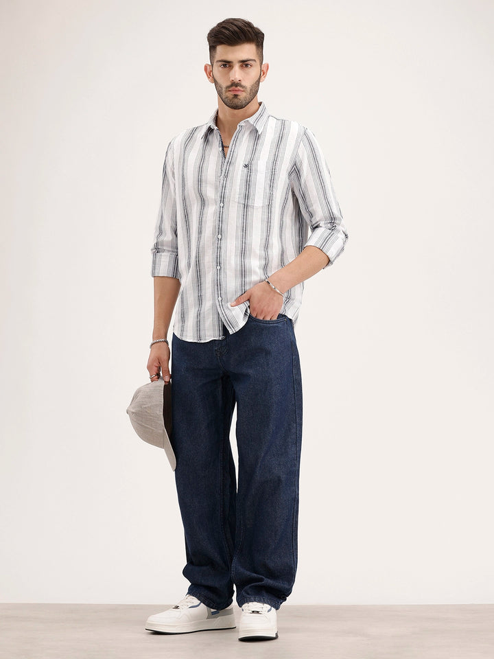Classic Slim Fit Striped Shirt | White