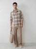Classic Slim Fit Checkered Shirt | Beige